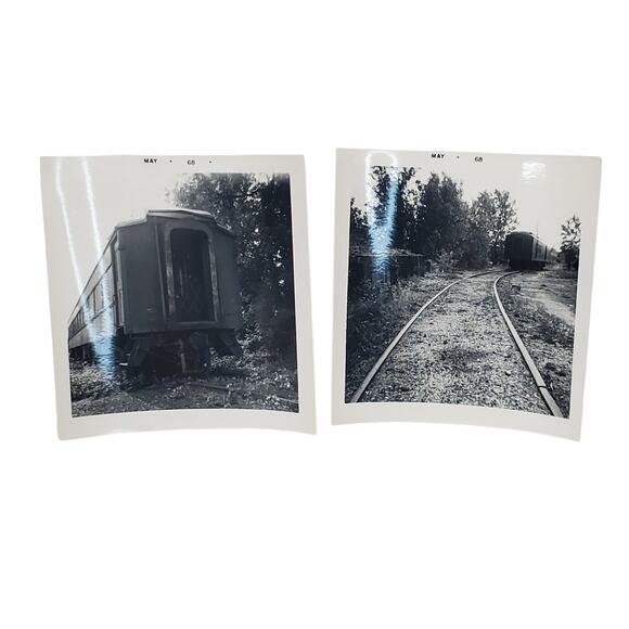 Vtg Lot of 2 Monochrome 1968 Photography Train Car Found Snapshot 3.5" x 3.5" - Picture 1 of 6